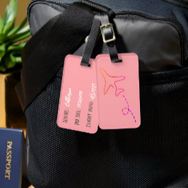 Etiqueta de equipaje personalizada rosa moderno y
