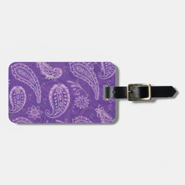 Etiqueta de equipaje Purple Paisley (Frente Horizontal)