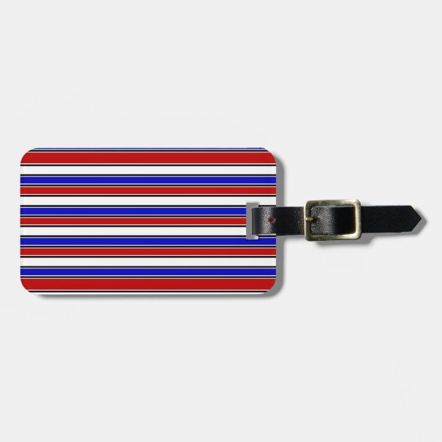 Etiqueta de equipaje rojo, blanco y azul (Frente Horizontal)