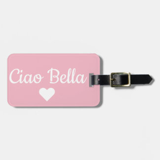 Etiqueta de equipaje rosa de ciao bella
