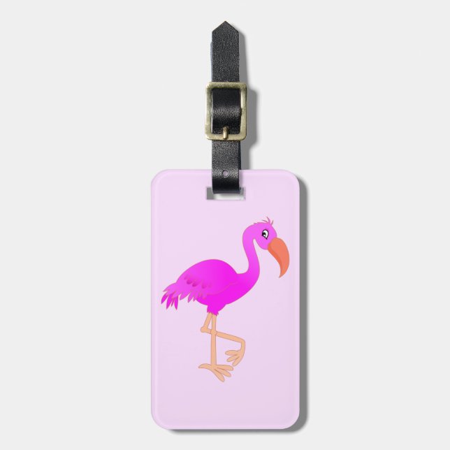 Etiqueta de equipaje rosa Flamingo (Frente Vertical)