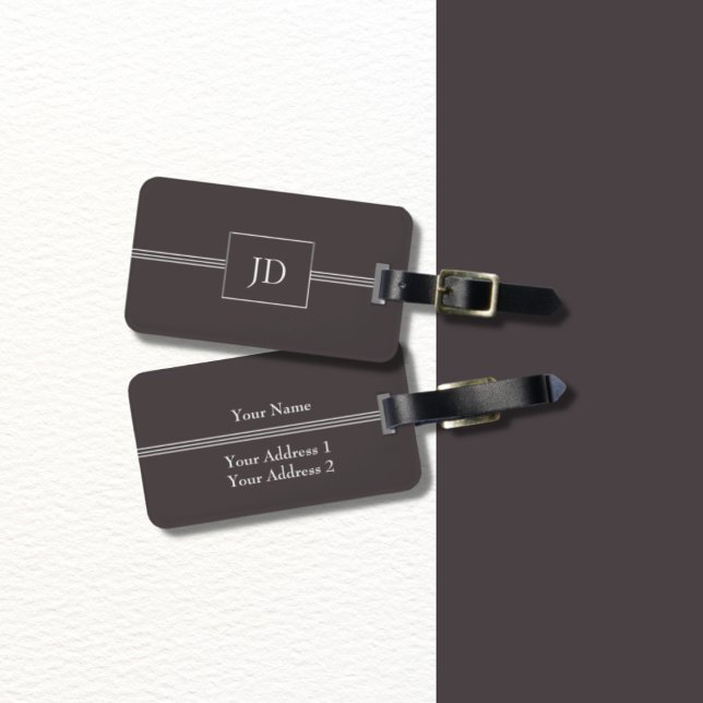 Etiqueta de equipaje simple elegante y gris oscuro (Subido por el creador)
