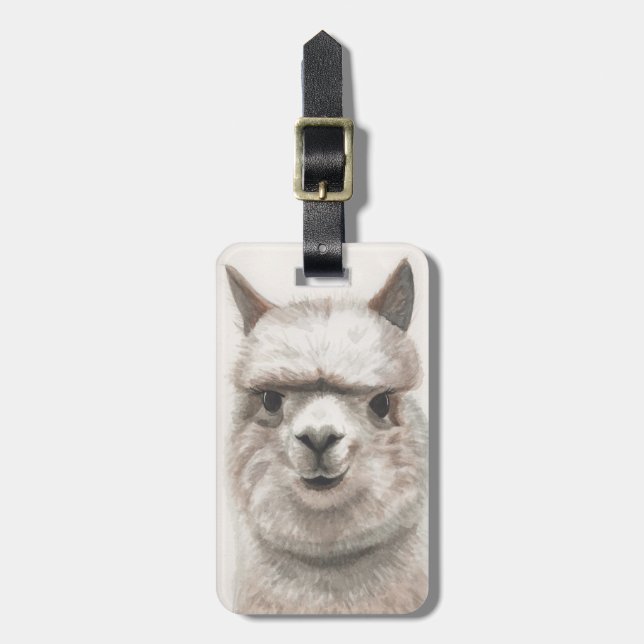 Etiqueta de equipaje sonriente Alpaca Llama Bag ID (Frente Vertical)