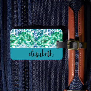 Etiqueta de equipaje tropical personalizada y eleg