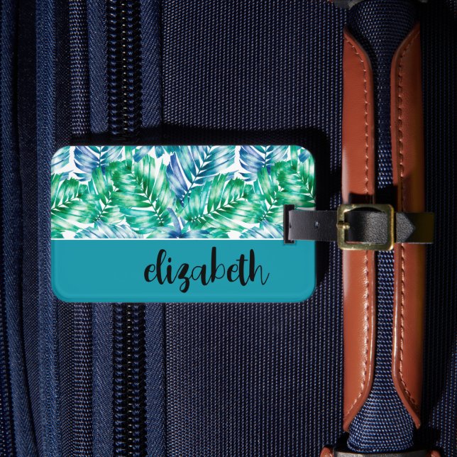 Etiqueta de equipaje tropical personalizada y eleg (Anverso In situ 4)