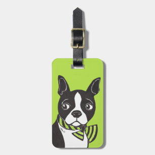 Etiqueta de equipaje verde de Boston Terrier