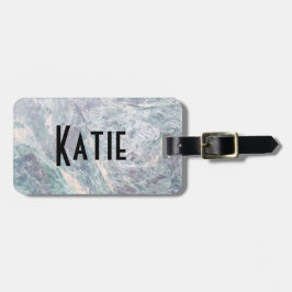 etiqueta de equipajes de mármol color agua