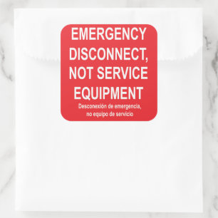 Etiqueta de equipo de desconexión de emergencia no