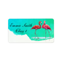 Etiqueta de escuela personalizada Flamingos