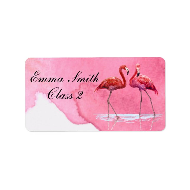Etiqueta de escuela personalizada Flamingos (Frente)