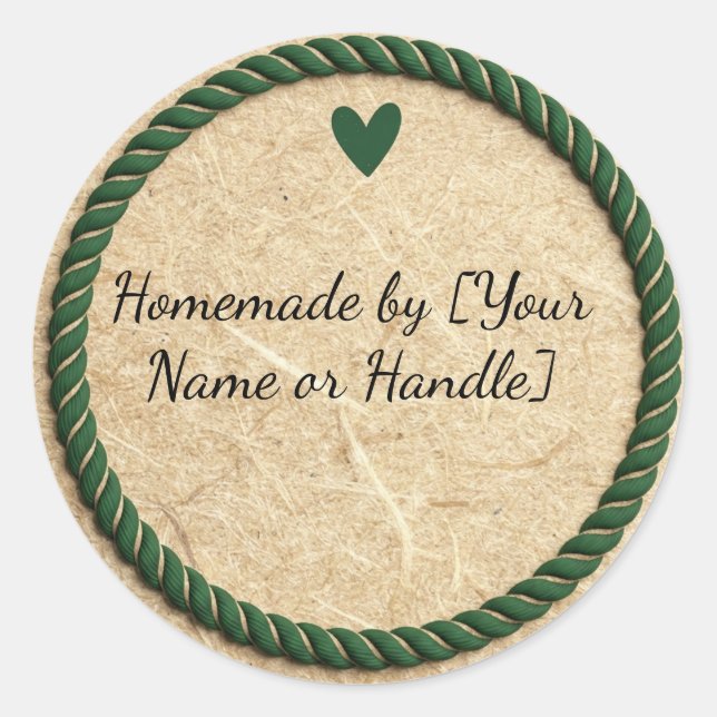 Etiqueta de estilo kraft hecha a mano con amor (Anverso)