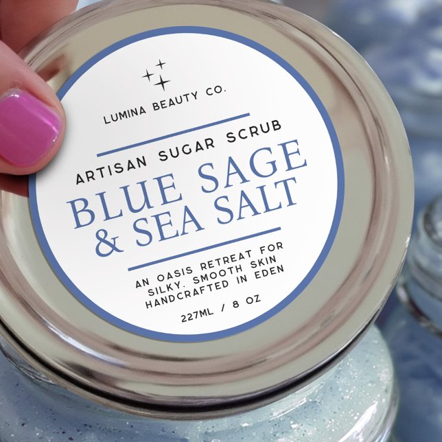 Etiqueta de exfoliante de azúcar simple azul salvi (Subido por el creador)