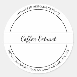 Etiqueta de extracción de café de esbozos en blanc