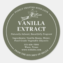 Etiqueta de extracto de vainilla casero verde salv