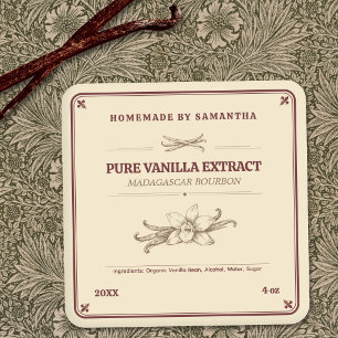 Etiqueta de extracto de vainilla vintage Fleur-de-