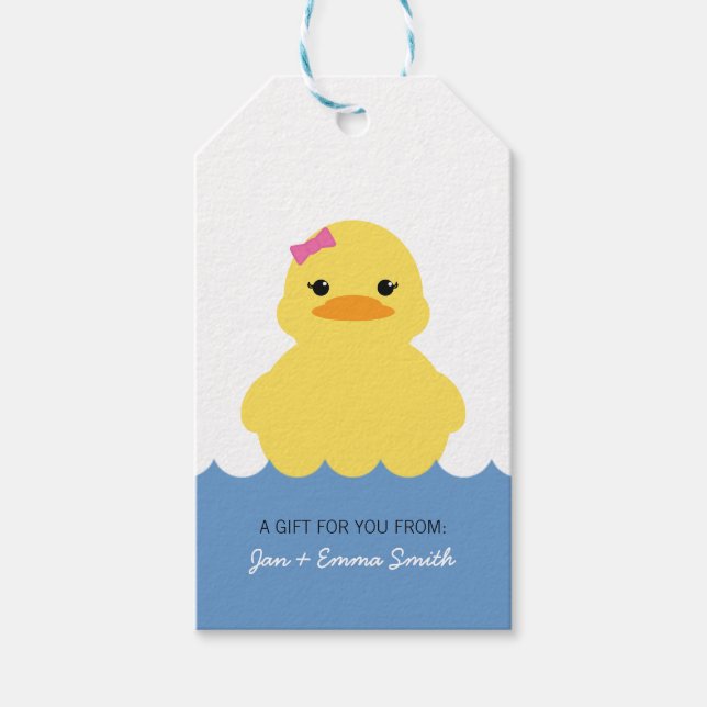 etiqueta de favor BABY SHOWER de caucho chica duck (Anverso)