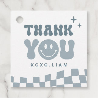 Etiqueta de favor Blue ONE Happy Dude Birday Squar