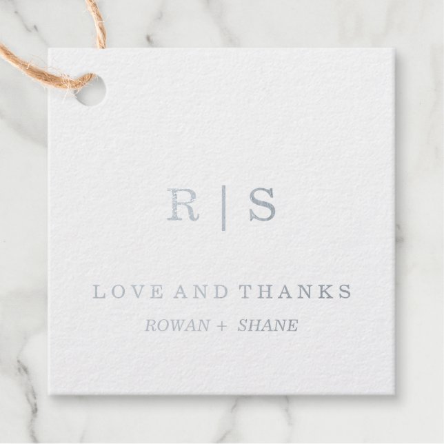 Etiqueta de Favor con Monograma de Lámina de Plata (Anverso)