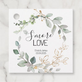 Etiqueta de Favor de Amor de S'more de Boda Verde