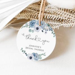 Etiqueta de favor de baby shower azul polvoriento