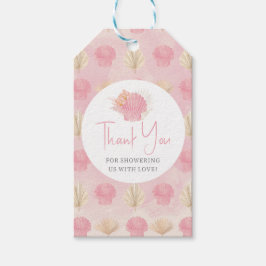 Etiqueta de Favor de Baby Shower Boho Shell Rosa O