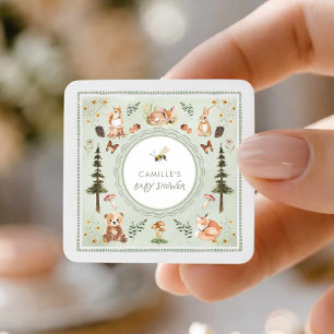 Etiqueta de Favor de Baby Shower Bosque Verde Salv