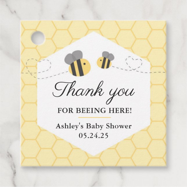 Etiqueta de favor de Baby Shower Bumblebee (Anverso)