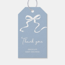 Etiqueta de Favor de Baby Shower con Lazo Azul
