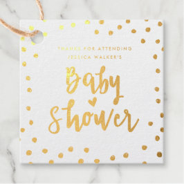 Etiqueta de favor de baby shower con puntos disper