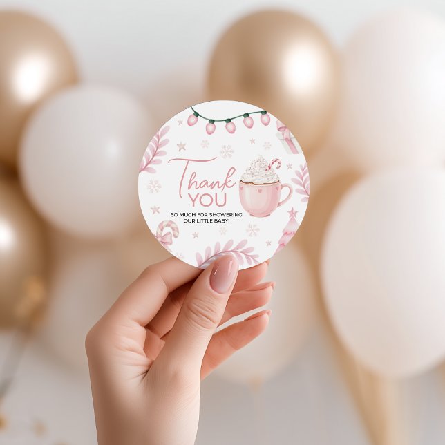 Etiqueta de Favor de Baby Shower de Invierno Rosa (Subido por el creador)