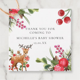 Etiqueta de Favor de Baby Shower de Navidad de Ren