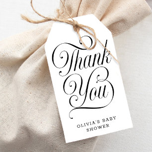 Etiqueta de Favor de Baby Shower Elegante en Negro