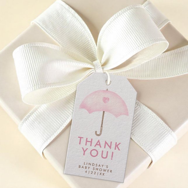 Etiqueta de Favor de Baby Shower Lluvia de Dulces  (Thank you Gift Tag - Girl Baby Shower)