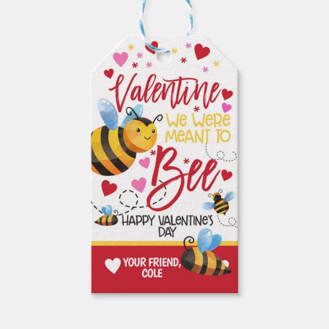 Etiqueta de favor de Bee Valentine (Anverso)