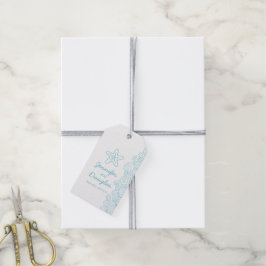 Etiqueta de favor de boda Aqua blue starfish beach