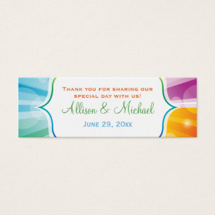 Etiqueta de favor de boda arcoiris a rayas de sol