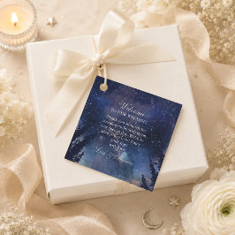 Etiqueta de Favor de Boda Celestial Bosque Nocturn