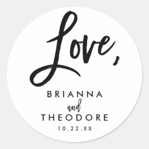 Etiqueta de Favor de Boda de Amor con Letra a Mano