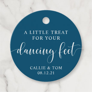 Etiqueta de favor de boda de flop flop de baile de
