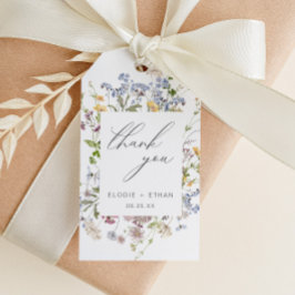 Etiqueta de favor de boda de flores silvestres gra