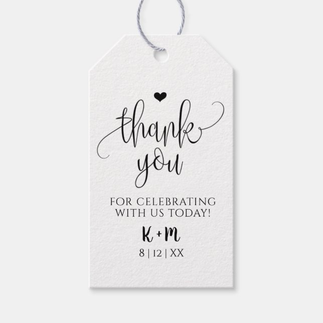 Etiqueta de favor de boda de Kraft rústico - Graci (Anverso)