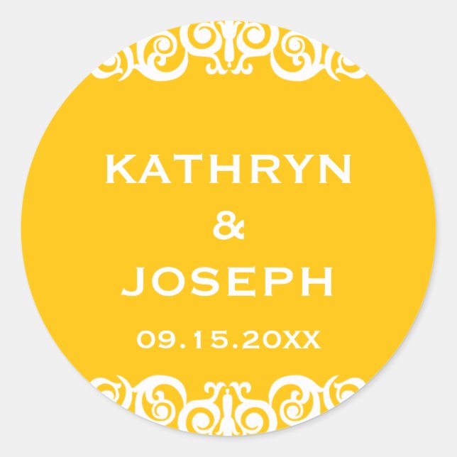 Etiqueta de favor de boda de Marigold Victorian (Anverso)