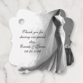 Etiqueta de Favor de Boda Elegante con Boceto – Ro