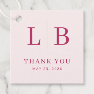 Etiqueta de Favor de Boda en Magenta Serif Agradec