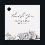 Etiqueta de Favor de Boda Moderna de Las Vegas con<br><div class="desc">Etiqueta de favor con puntos de referencia modernos de Las Vegas. El diseño muestra un boceto impresionante con la capacidad de personalizar sus nombres y fecha. Ingrese a la herramienta de diseño de Zazzle para personalizaciones de diseño adicionales.</div>