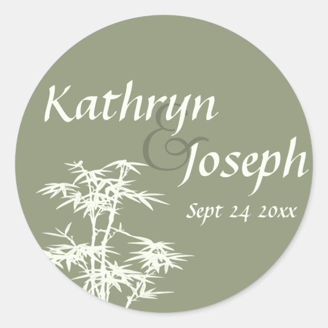 Etiqueta de favor de boda personalizada Moss green (Anverso)