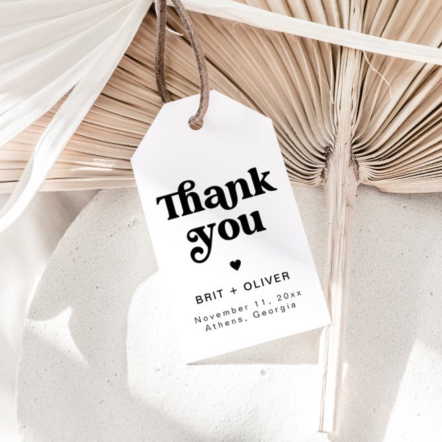 Etiqueta de favor de boda retro Groovy Gracias eti (Subido por el creador)