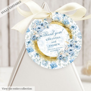 Etiqueta de Favor de Boda Romántica Boho Pastel Az