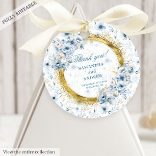 Etiqueta de Favor de Boda Romántica Boho Pastel Az