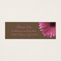 Etiqueta de favor de boda rosada Gerbera Daisy